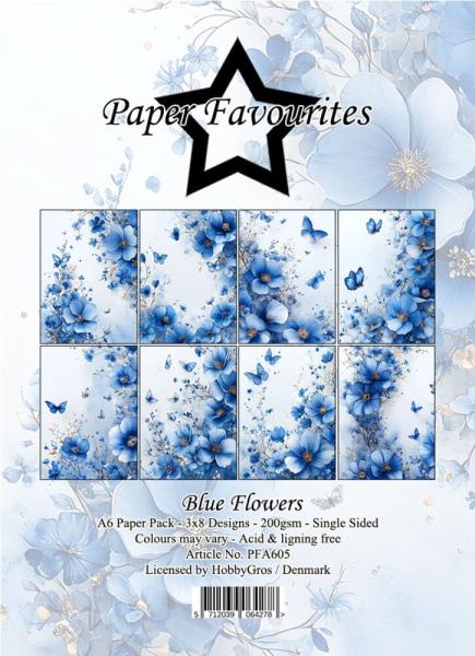 Paper Favourites - Designpapier "Blue Flowers" Paper Pack A6 - 24 Bogen