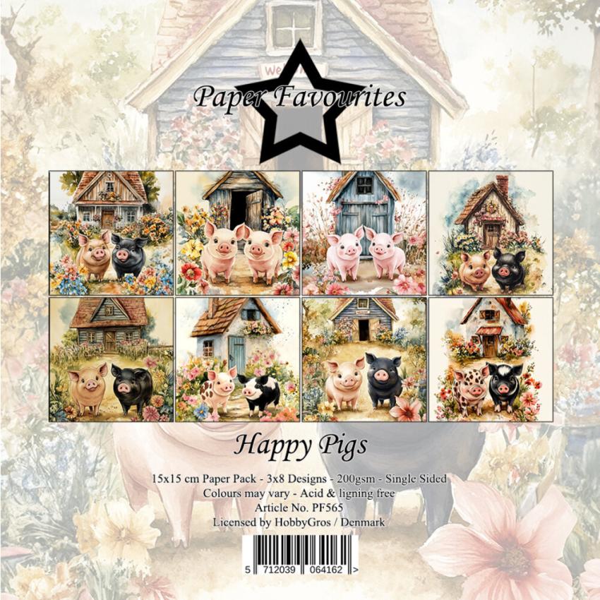 Paper Favourites - Designpapier "Happy Pigs" Paper Pack 6x6 Inch - 24 Bogen