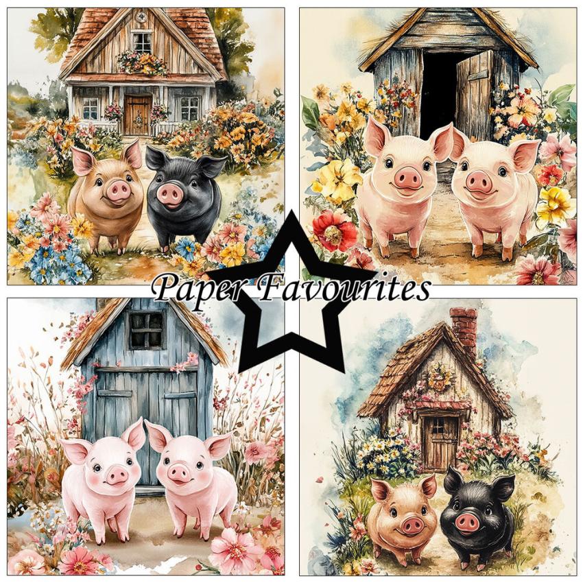 Paper Favourites - Designpapier "Happy Pigs" Paper Pack 6x6 Inch - 24 Bogen