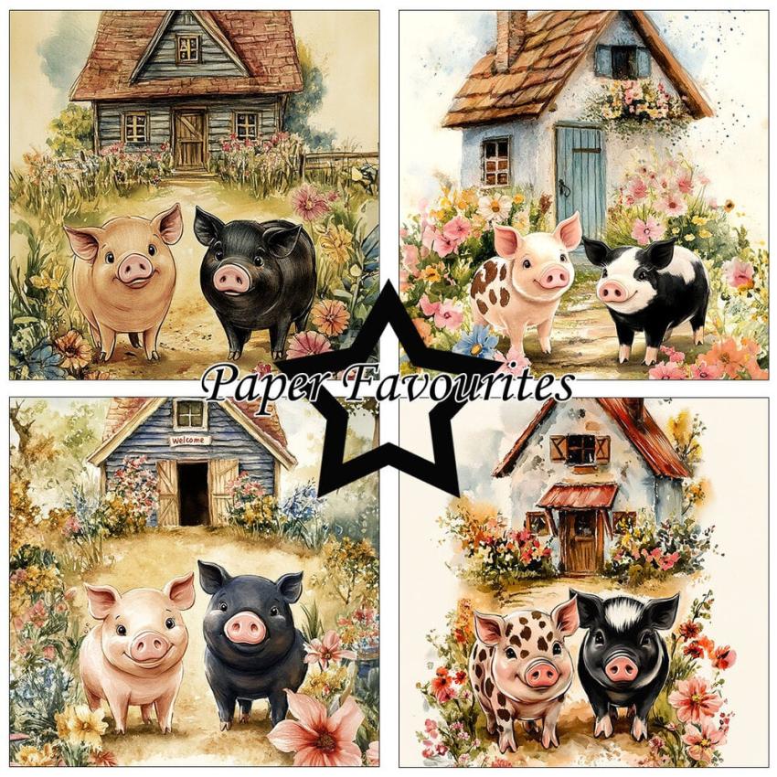 Paper Favourites - Designpapier "Happy Pigs" Paper Pack 6x6 Inch - 24 Bogen