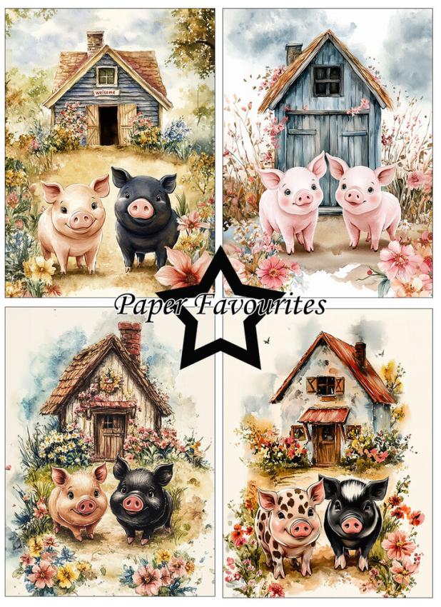 Paper Favourites - Designpapier "Happy Pigs" Paper Pack A6 - 24 Bogen