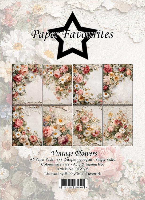 Paper Favourites - Designpapier "Vintage Flowers" Paper Pack A6 - 24 Bogen