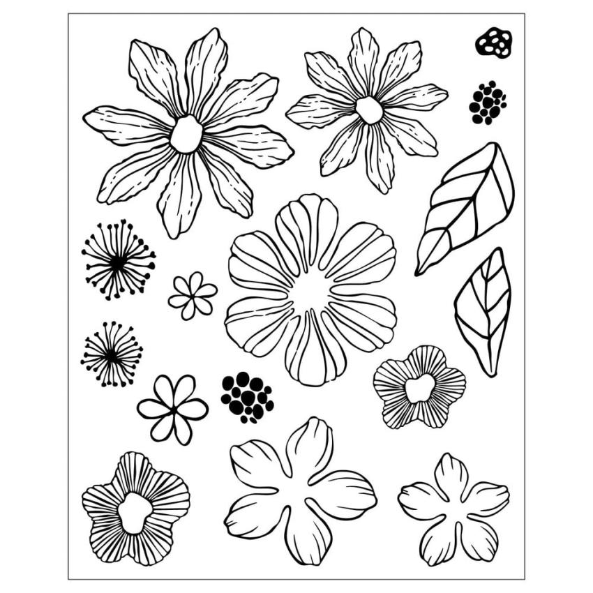 Sizzix - Stanzschablone & Stempelset "Floral Layers #1" Framelits Craft Dies & Clear Stamps by Vicki Boutin