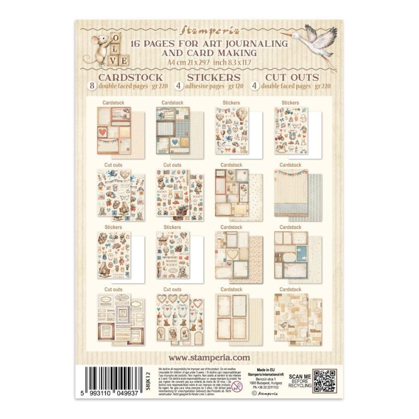 Stamperia - Papier, Aufkleber & Stanzteile "Baby" Junk Journal Backgrounds,Stickers,Cut-Outs