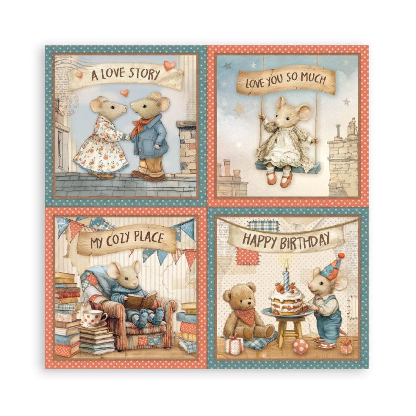 Stamperia - Designpapier "Family" Maxi Paper Pack 8x8 Inch - 22 Bogen