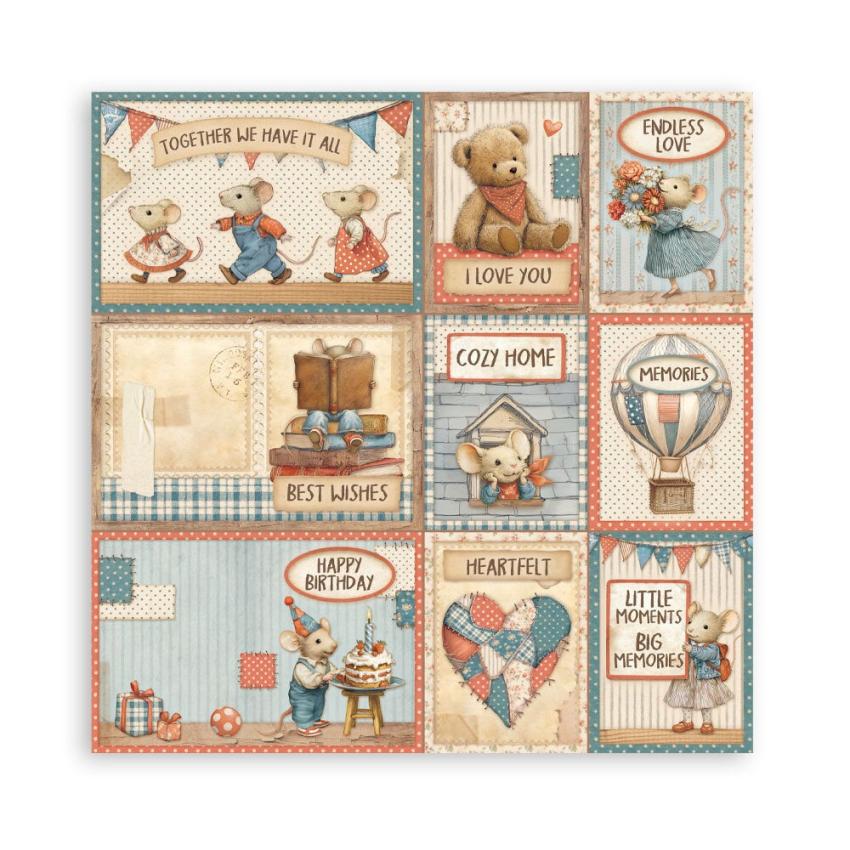 Stamperia - Designpapier "Family" Maxi Paper Pack 8x8 Inch - 22 Bogen