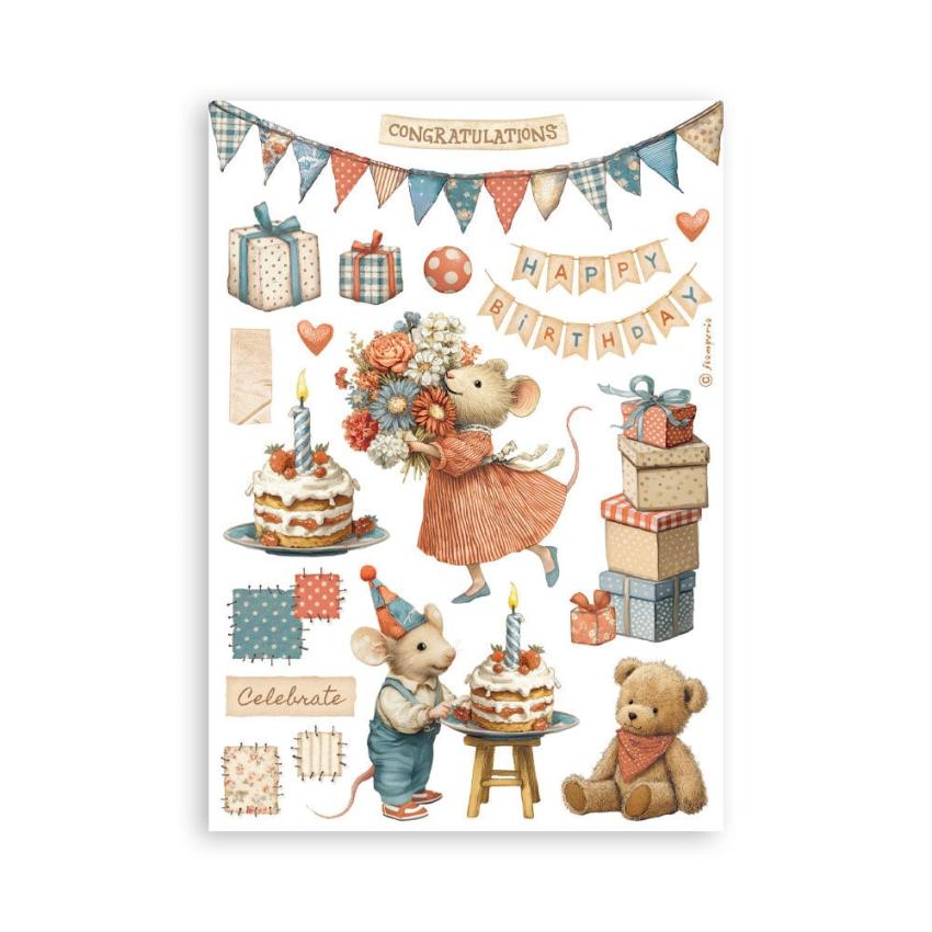 Stamperia - Washi Papier "Family" Washi Pad 14,8x21cm - 8 Bogen