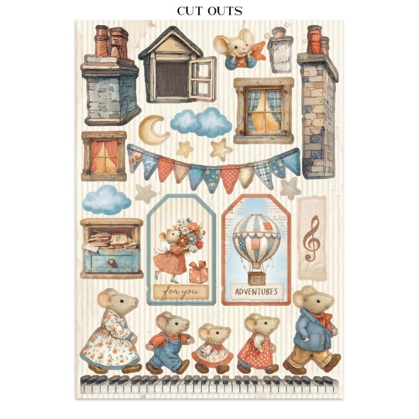 Stamperia - Papier, Aufkleber & Stanzteile "Family" Junk Journal Backgrounds,Stickers,Cut-Outs