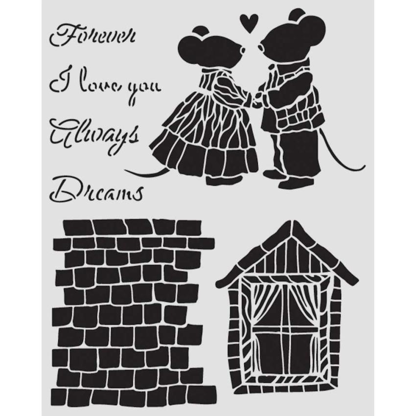 Stamperia - Schablone 20x25cm "House and Mice" Stencil