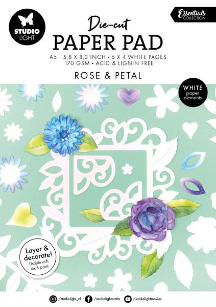 Studio Light - Stanzpapierbblock "Rose & Petal" Die Cut Paper Pad A4 - 28 Bogen