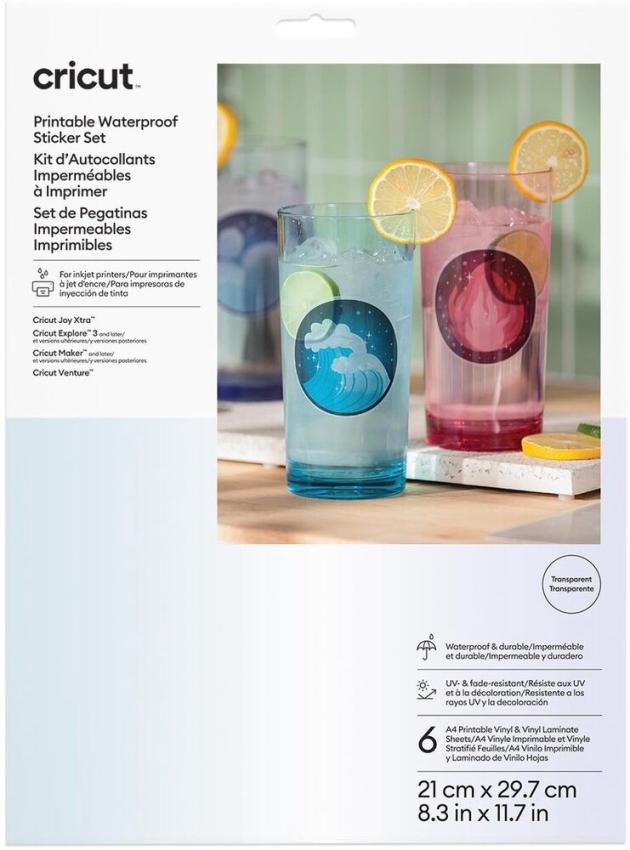 Cricut Printable Waterproof Sticker Set A4