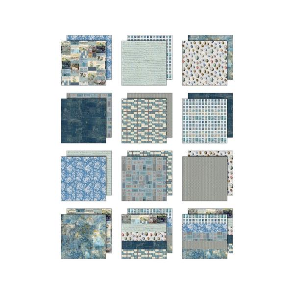 Idea-ology Palette Collection "Blue" Paper Pack 8x8 Inch - 12 Bogen 