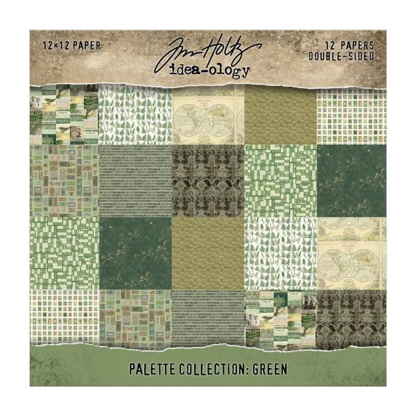 Idea-ology Palette Collection "Green" Paper Pack 12x12 Inch - 12 Bogen 
