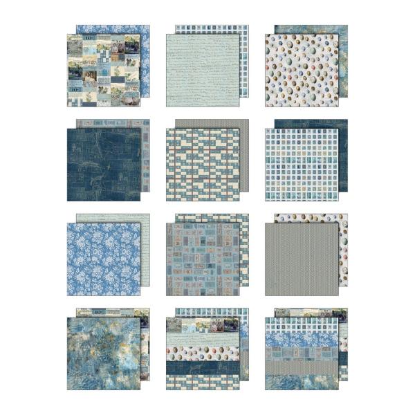 Idea-ology Palette Collection "Blue" Paper Pack 12x12 Inch - 12 Bogen 