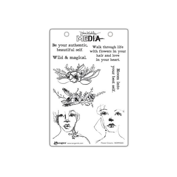 Ranger - Stempelset by Dina Wakley "Flower Crowns" Media Cling Stamp 
