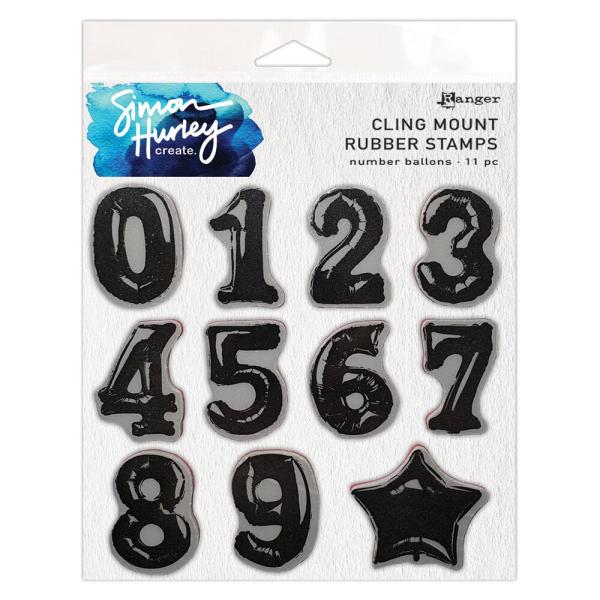 Ranger - Gummistempelset by Simon Hurley Create "Number Balloons (HUR93930)" Rubber Stamp