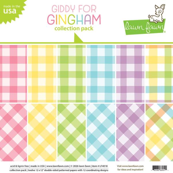 Lawn Fawn - Designpapier Giddy For Gingham" Paper Pad 12x12 Inch - 12 Bogen