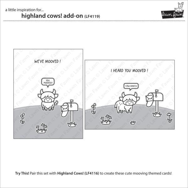 Lawn Fawn - Stempelset "Highland Cows!" Clear Stamp Add-On