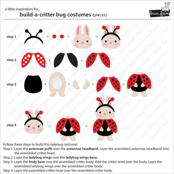 Lawn Fawn - Stanzschablone "Build-A-Critter Bug Costumes" Dies