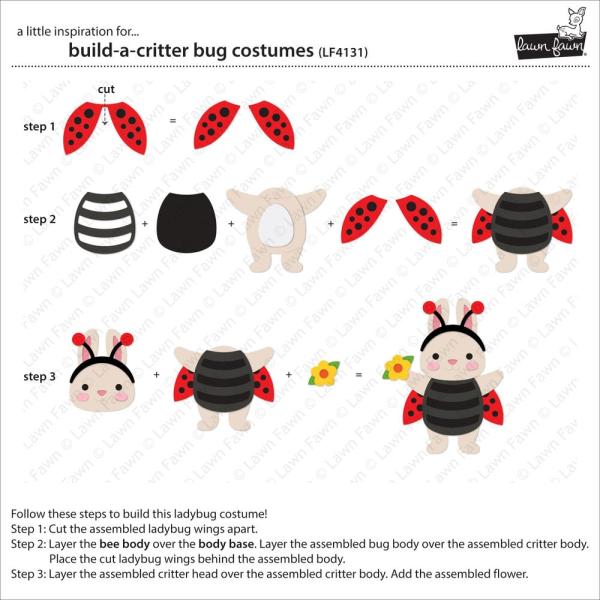 Lawn Fawn - Stanzschablone "Build-A-Critter Bug Costumes" Dies