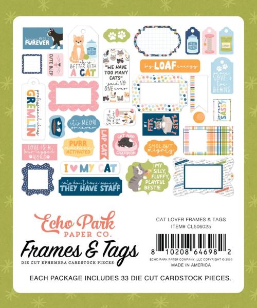 Echo Park - Stanzteile & Anhänger "Cat Lover" Frames & Tags 