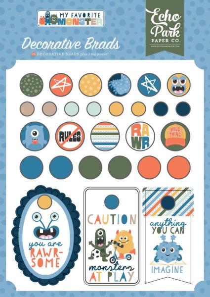 Echo Park - Decorative Brads "My Favorite Monster"