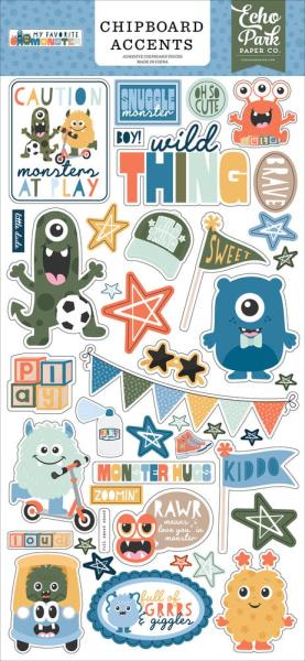 Echo Park - Sticker "My Favorite Monster" Chipboard 6x13 Inch