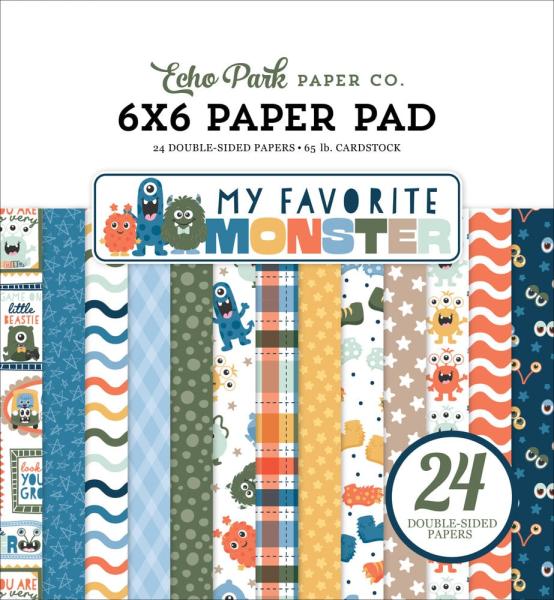 Echo Park - Designpapier "My Favorite Monster" Paper Pack 6x6 Inch - 24 Bogen