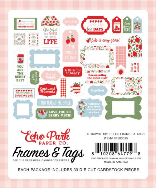 Echo Park - Stanzteile & Anhänger "Strawberry Fields" Frames & Tags 