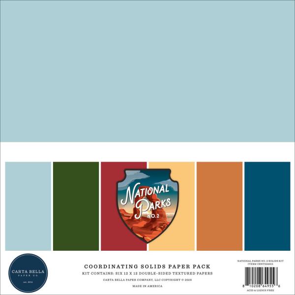 Carta Bella - Cardstock "National Parks No. 2" Coordinating Solids Paper Pack 12x12 Inch - 6 Bogen