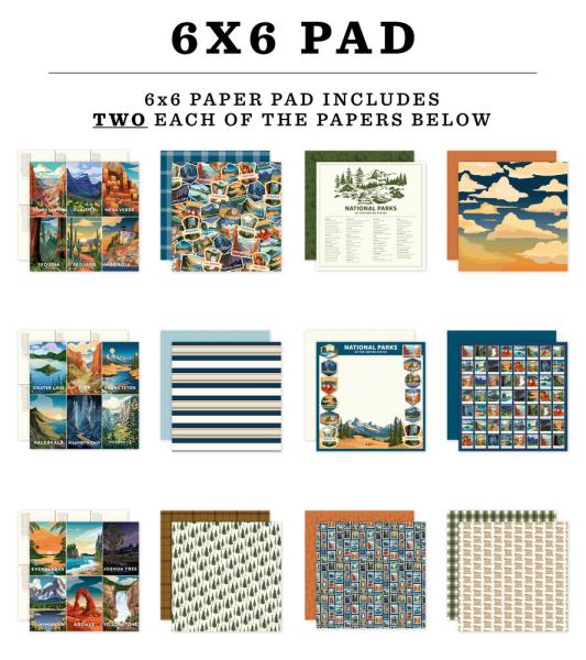 Carta Bella - Designpapier "National Parks No. 2" Paper Pad 6x6 Inch - 24 Bogen