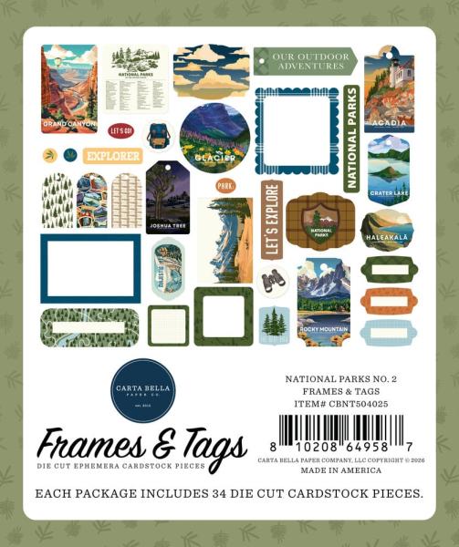 Carta Bella - Stanzteile & Anhänger "National Parks No. 2" Ephemera Frames & Tags