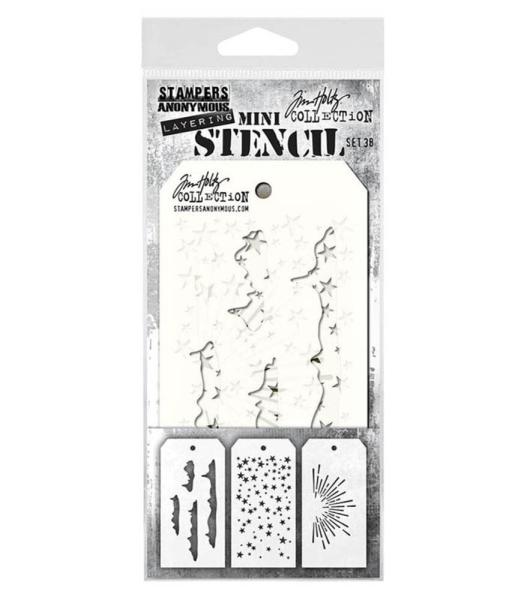 Stampers Anonymous - Schablone "Set #38" Layering Mini Stencil Design by Tim Holtz