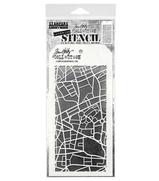 Stampers Anonymous - Schablone "Metropolis" Layering Stencil Design by Tim Holtz