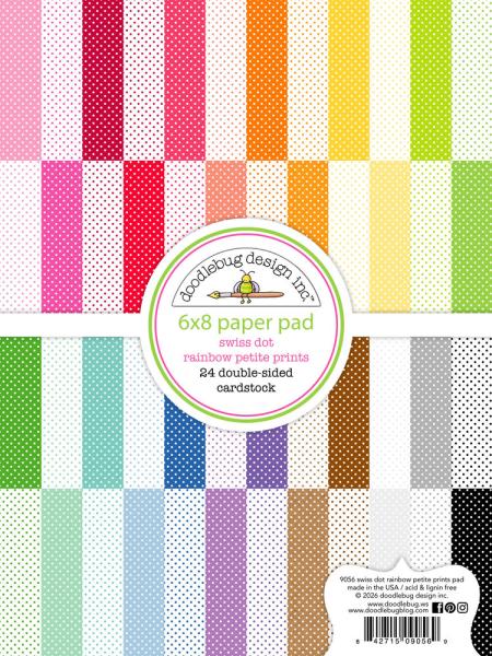 Doodlebug Design - Designpapier "Swiss-Dot Rainbow" Paper Pack 6x8 Inch - 24 Bogen