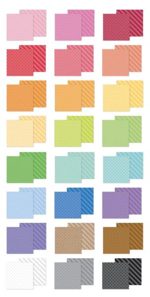 Doodlebug Design - Designpapier "Dot-Stripe Rainbow" Paper Pack 6x8 Inch - 24 Bogen