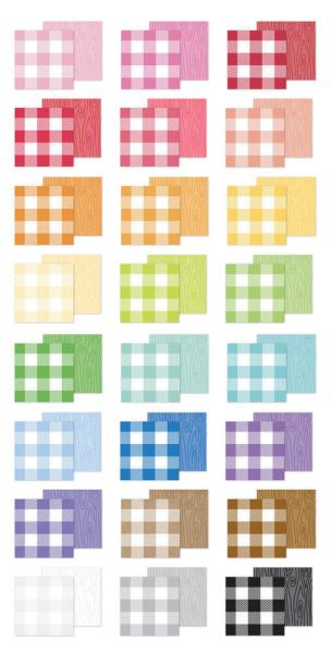 Doodlebug Design - Designpapier "Buffalo Check-Wood Grain Rainbow" Paper Pack 6x8 Inch - 24 Bogen