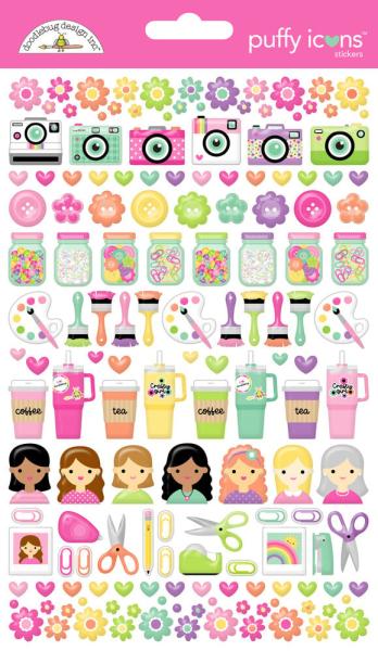 Doodlebug Design - Aufkleber "Color Me Crafty"  Puffy Icons Sticker