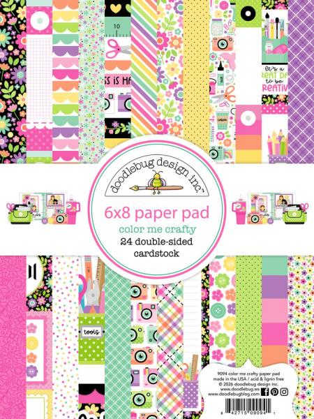 Doodlebug Design - Designpapier "Color Me Crafty" Paper Pack 6x8 Inch - 24 Bogen