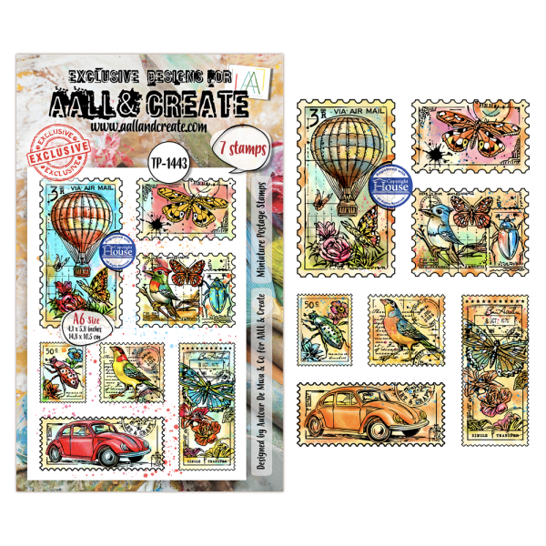 AALL and Create - Stempel A6 "Miniature Postage Stamps by Autour De Mwa & Co" Clear Stamps