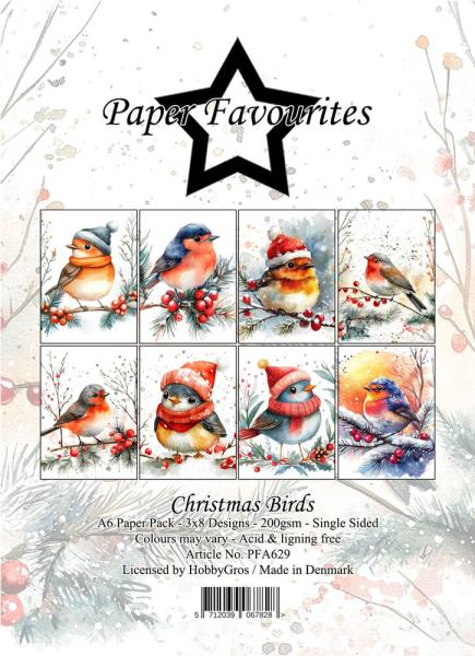 Paper Favourites - Designpapier "Christmas Birds" Paper Pack A6 - 24 Bogen