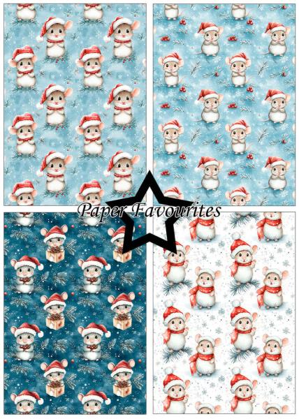 Paper Favourites - Designpapier "Christmas Mouse" Paper Pack A5 - 24 Bogen