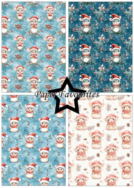 Paper Favourites - Designpapier "Christmas Mouse" Paper Pack A5 - 24 Bogen