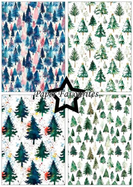 Paper Favourites - Designpapier "Christmas Trees" Paper Pack A5 - 24 Bogen