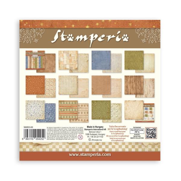 Stamperia - Designpapier "Silent Night Background Selection" Maxi Paper Pack 8x8 Inch - 10 Bogen
