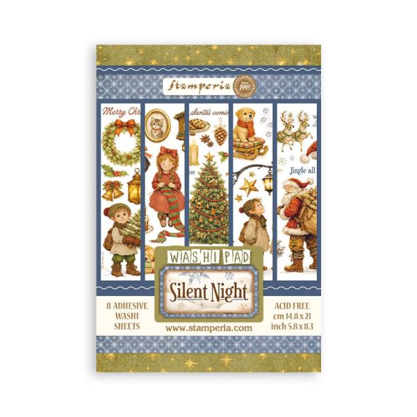 Stamperia - Washi Papier "Silent Night" Washi Pad 14,8x21cm - 8 Bogen