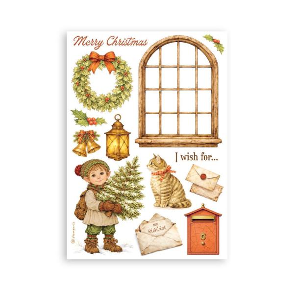 Stamperia - Washi Papier "Silent Night" Washi Pad 14,8x21cm - 8 Bogen