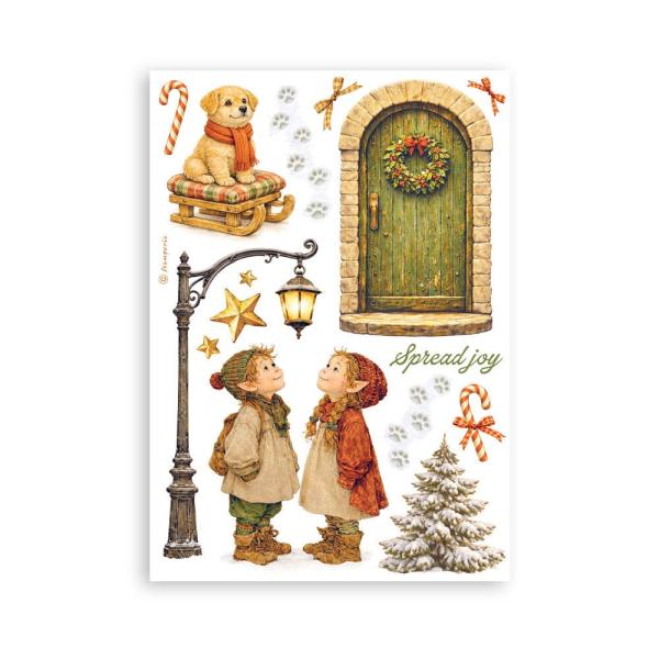 Stamperia - Washi Papier "Silent Night" Washi Pad 14,8x21cm - 8 Bogen