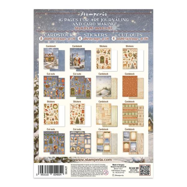 Stamperia - Papier, Aufkleber & Stanzteile "Silent Night" Junk Journal Backgrounds,Stickers,Cut-Outs