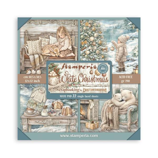 Stamperia - Designpapier "White Christmas by Cristina Radovan" Maxi Paper Pack 12x12 Inch - 22 Bogen